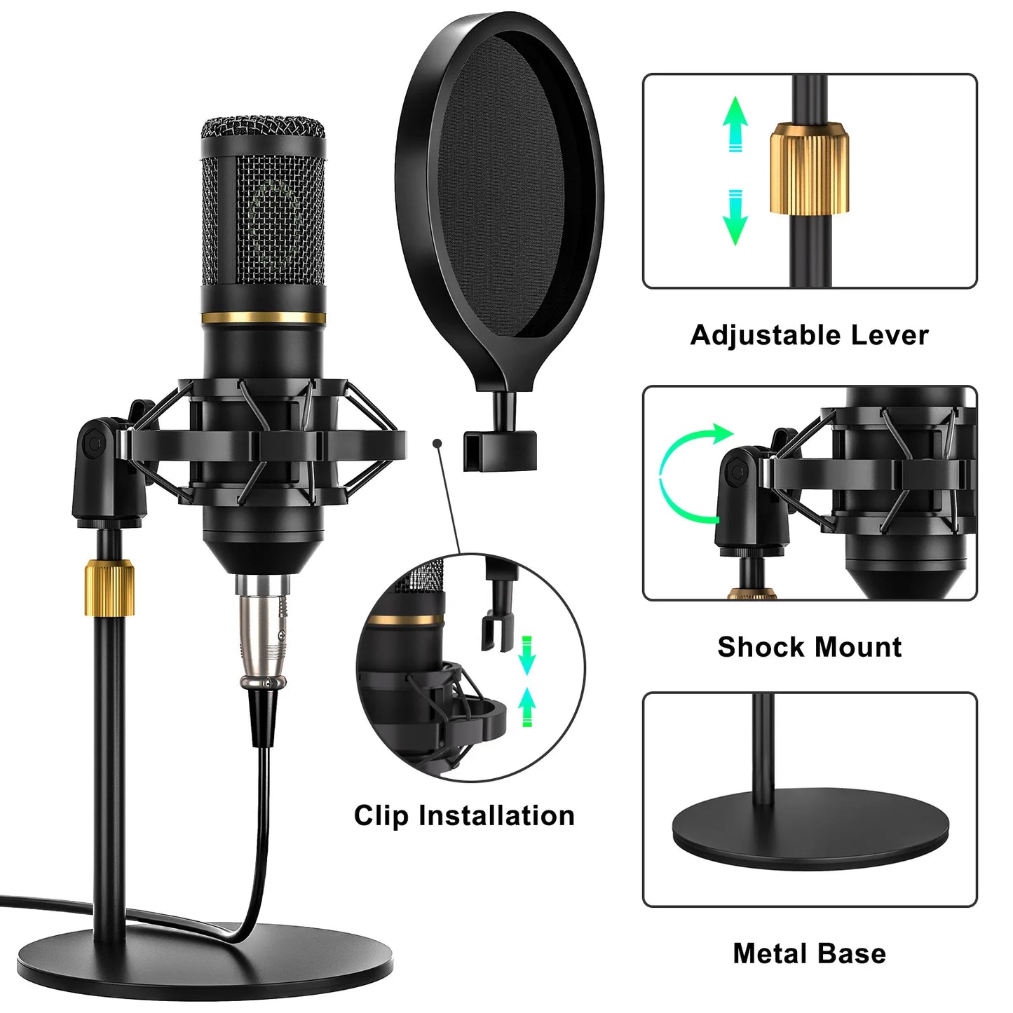 Tenlamp Live Streaming Microphone Bundle With 6 Channel Audio Mixer