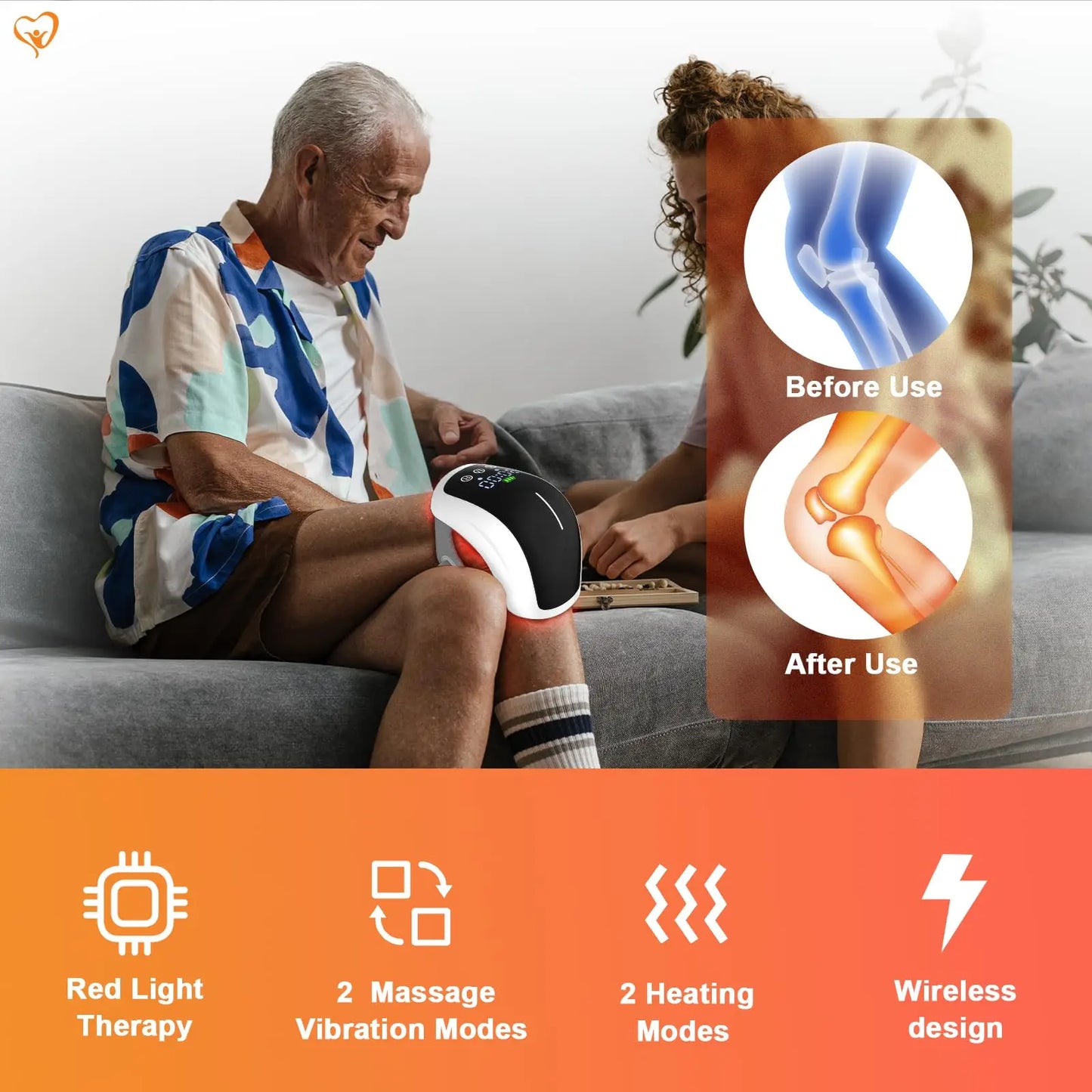 Jitesy Electric Heated Knee Massager With Red Light Therapy