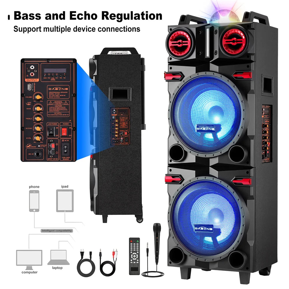 CURUK 9000W Portable Party Bluetooth Speaker USB FM TF LED