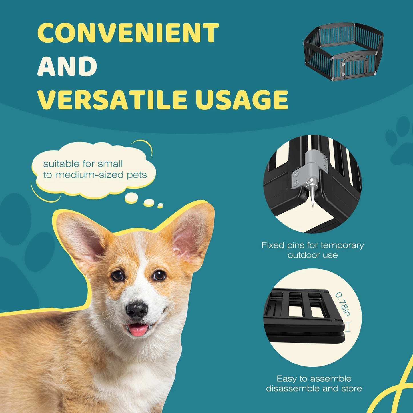 JHK Plastic Dog Playpen 6 Panel 24 Inch Expandable Durable Fence For Medium Dogs Indoor Outdoor Portable