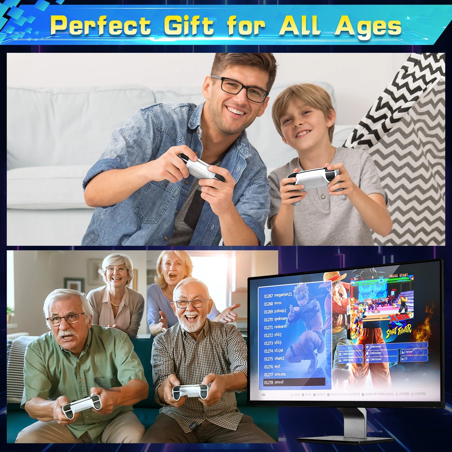 AISLPC M15 4K TV Retro Handheld Game Console Dual Controllers