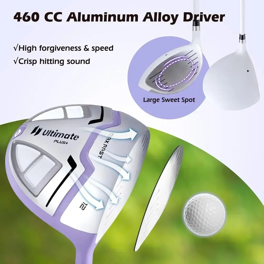 Women's Golf Club Set With Driver Hybrid Irons Complete Bag