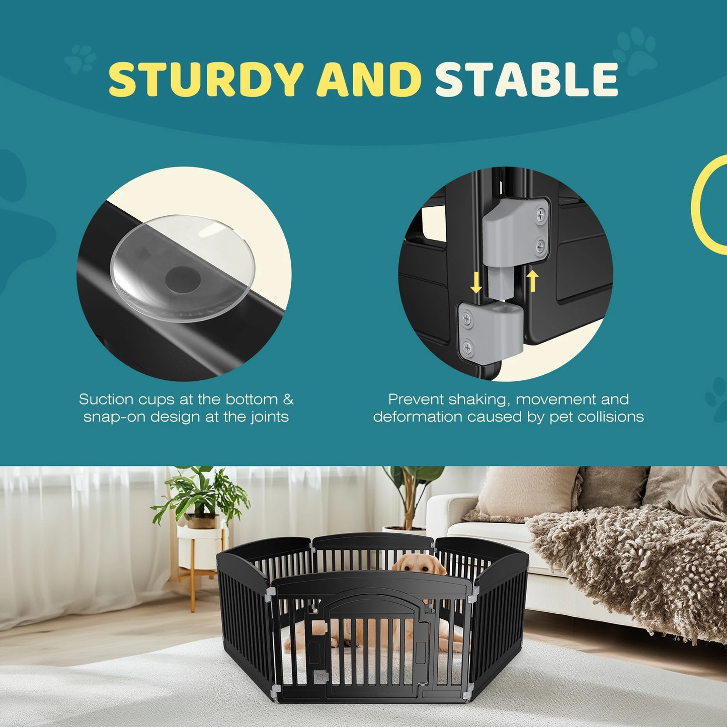 JHK Plastic Dog Playpen 6 Panel 24 Inch Expandable Durable Fence For Medium Dogs Indoor Outdoor Portable