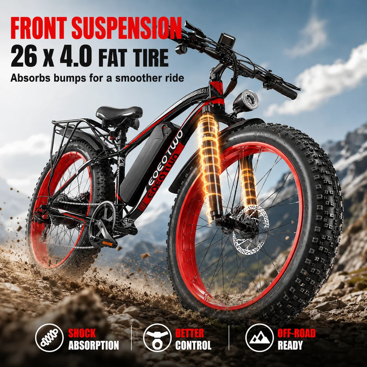 EOEOTWO 1500W Fat Tire Electric Bike For Adults All Terrain 34MPH Long Range 48V Ebike
