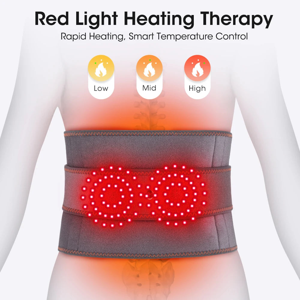 Cordless Hating Pad with Massager, Heating Pad for Back Pain Relief, Vibration Massage Heated Waist Belt Support, Portable Low Back Massager with 3 Heating Levels, Gifts for Women Men