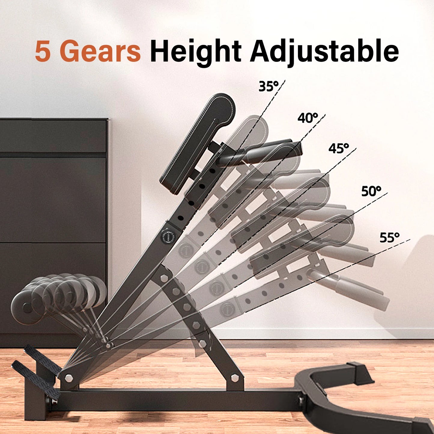 Adjustable Roman Chair Foldable Home Gym Hyperextension Bench