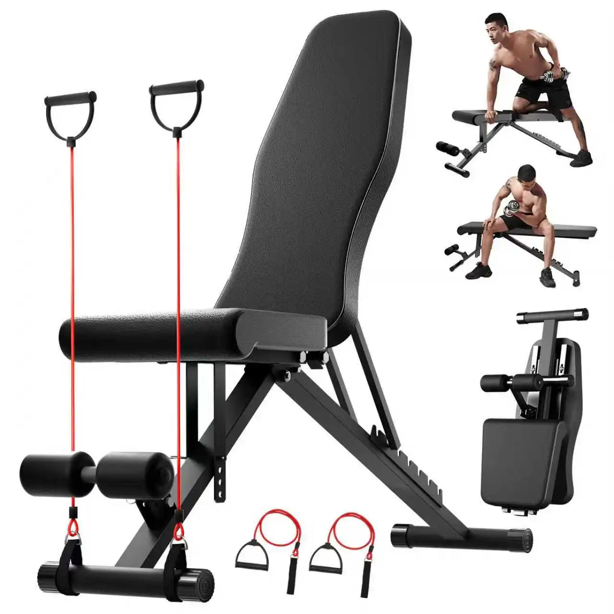 Foldable Adjustable Workout Dumbbell Bench Multifunctional Strength Training Incline Bench with Extended Back 1000lbs Full Body