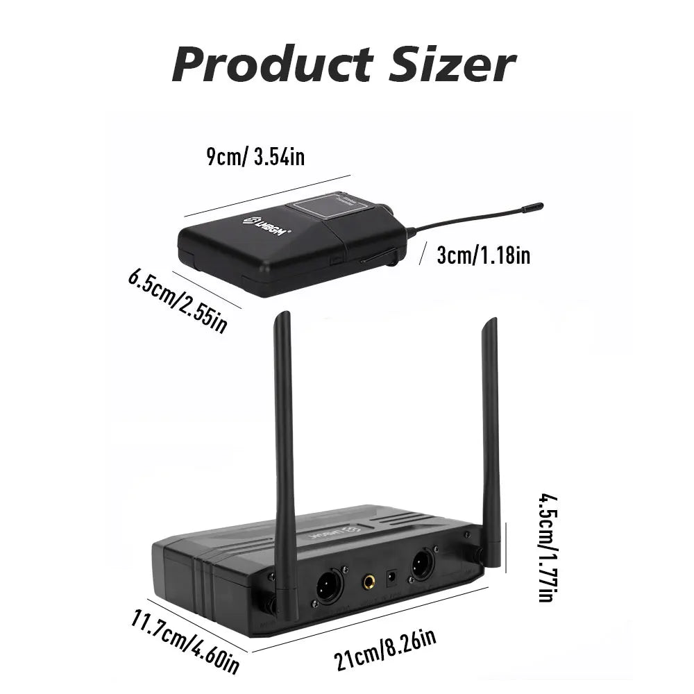 LMBGM Dual Channel UHF Wireless Lavalier Microphone System