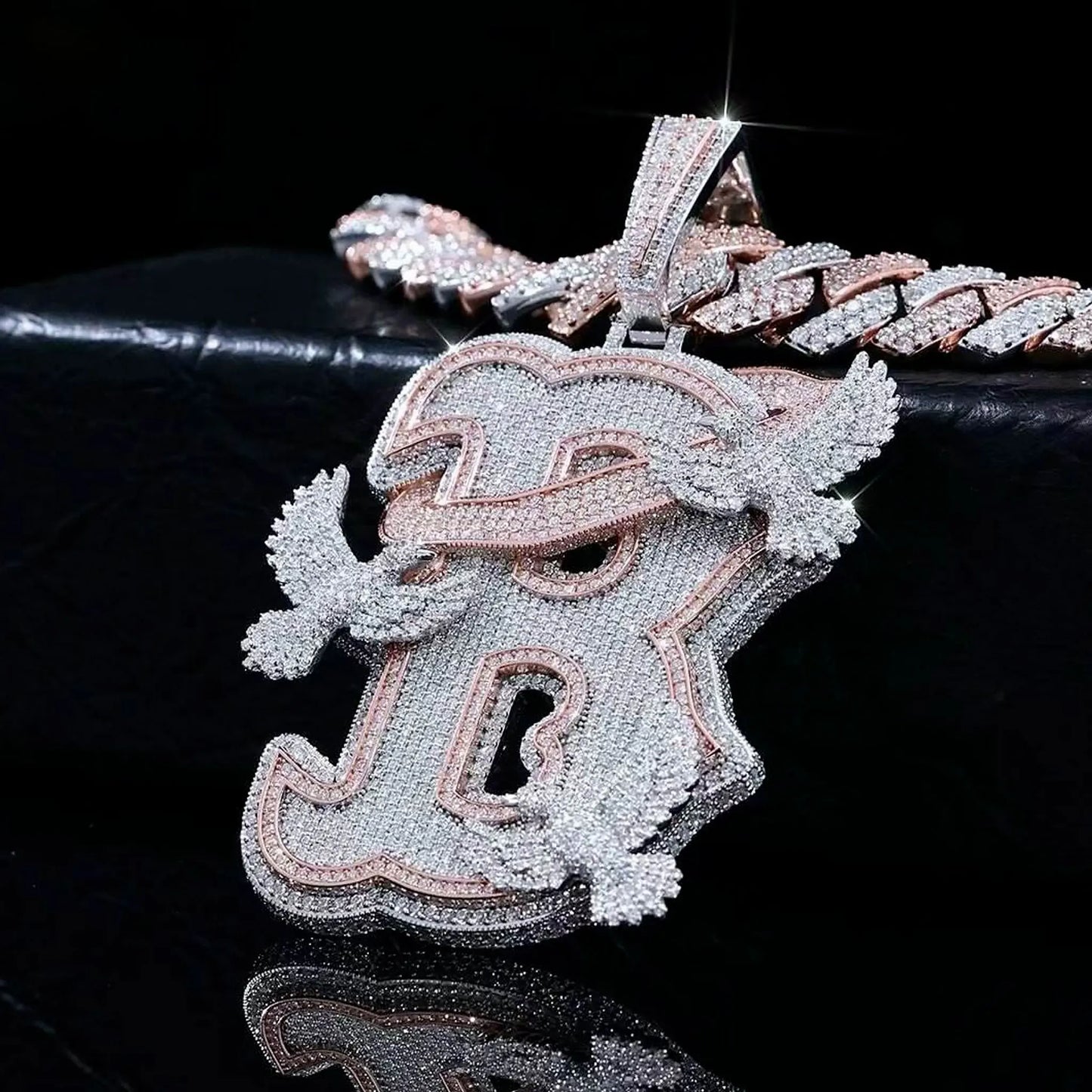 Lyee Cyee Peace Dove Letter B Zircon Pendant Necklace