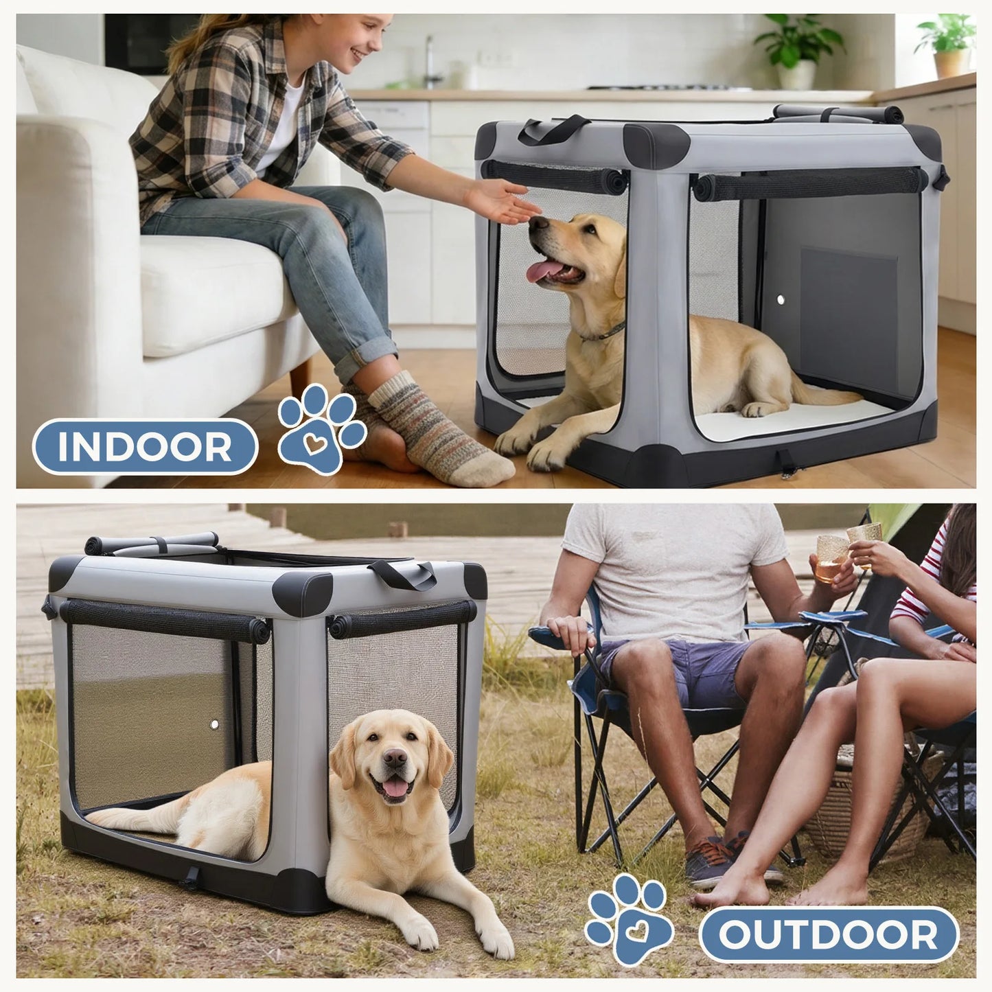 JHK Foldable Soft Dog Crate Portable Pet Kennel For Dogs