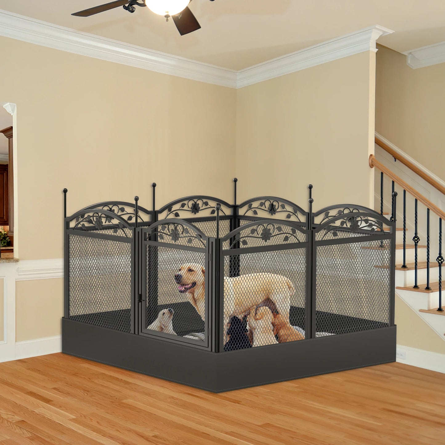 BINGOPAW Heavy Duty 8 Panel Dog Playpen With Waterproof Whelping Pad For Breeders And Pet Parents