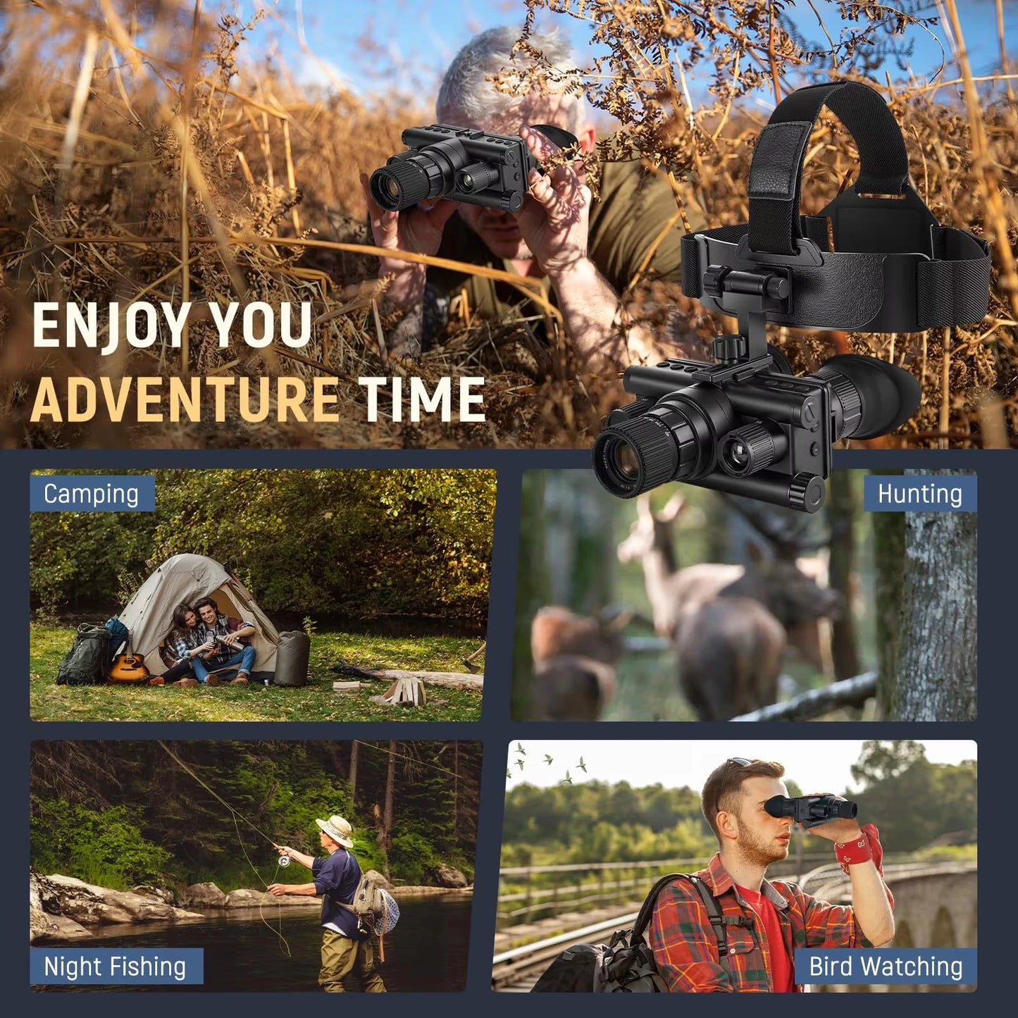 GOYOJO Helmet Mounted 4K Night Vision Goggles With 8X Zoom