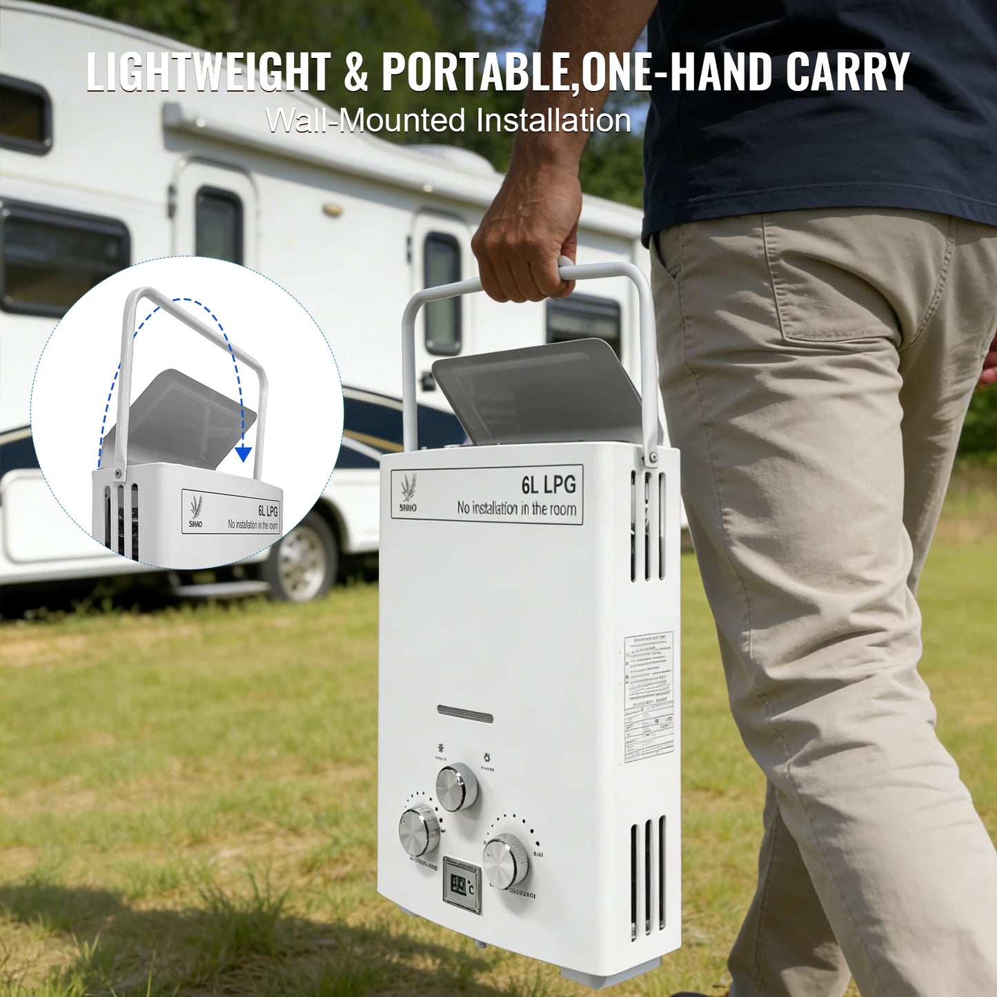LPG Gas Water Heater Portable Tankless Boiler For Camping
