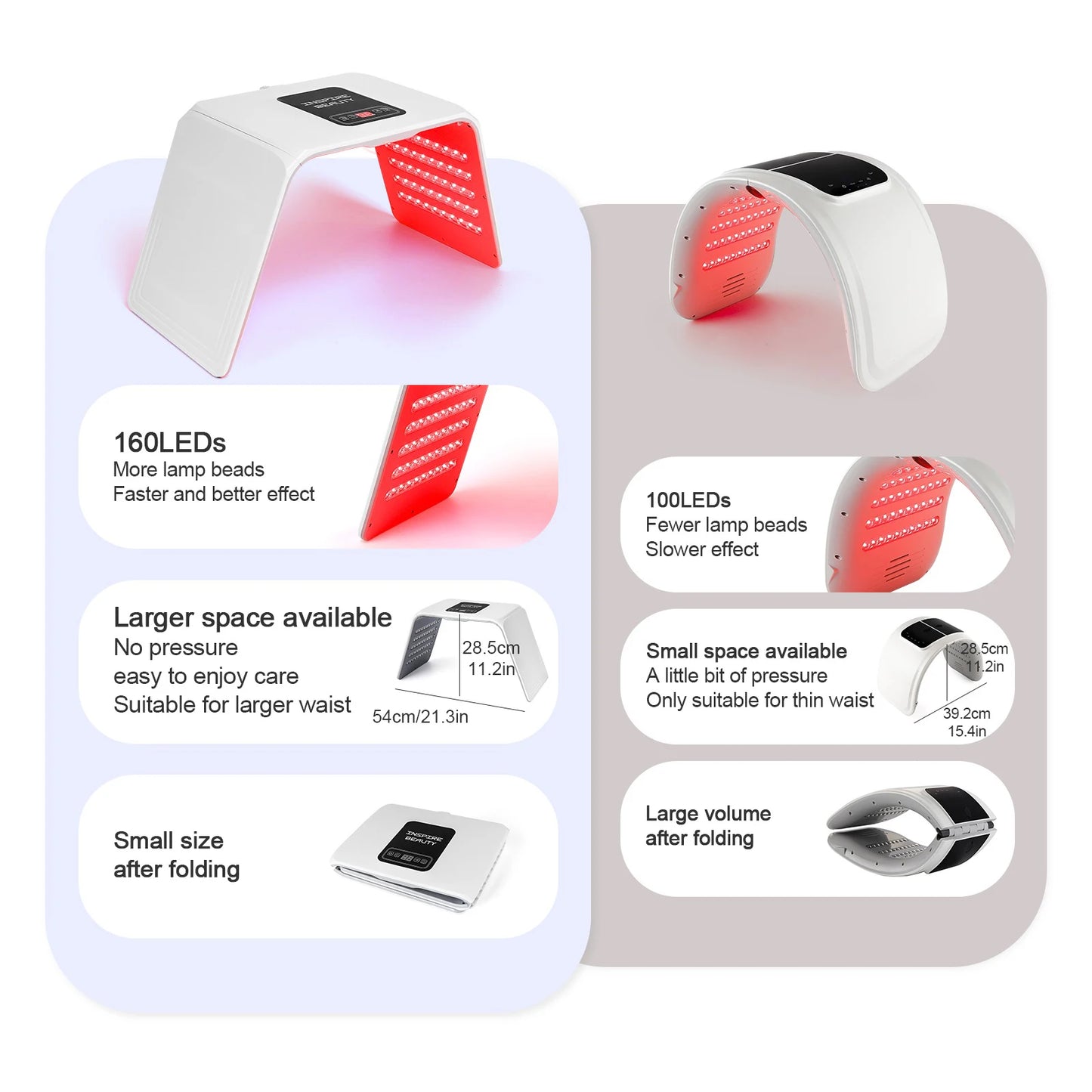 Foreverlily 7 Colors LED Photon Therapy Device Foldable Skin Rejuvenation Light Facial Therapy For Home Use