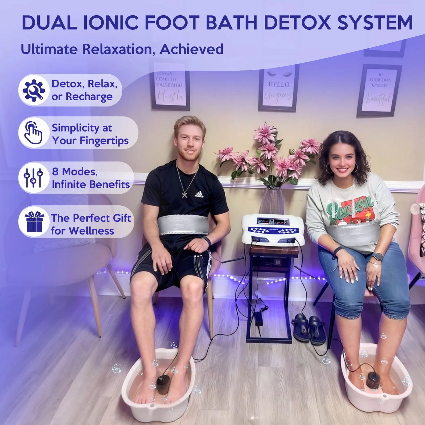 Dual Ionic Foot Bath Detox Machine With Pads And Belt