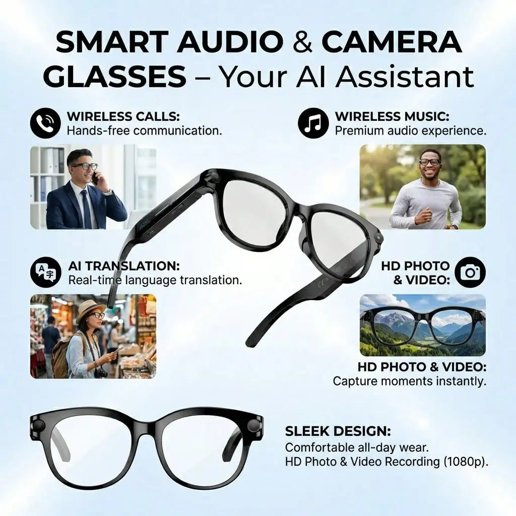 SENBONO AI Photography 2MP Smart Glasses With Translation And Music