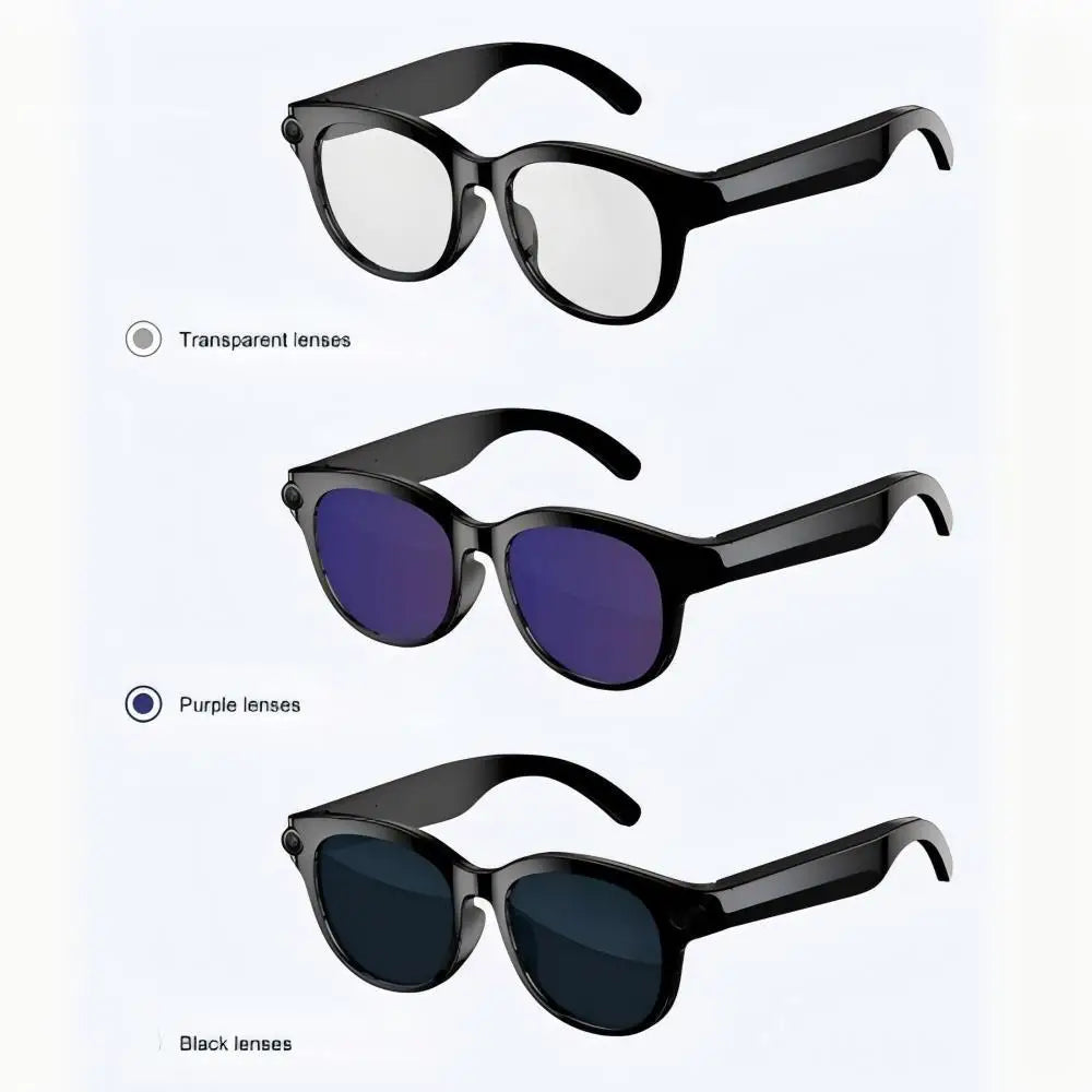 Smart glasses with a camera, 8-megapixel HD resolution, 3 interchangeable lens options, image stabilization, photo and video cap