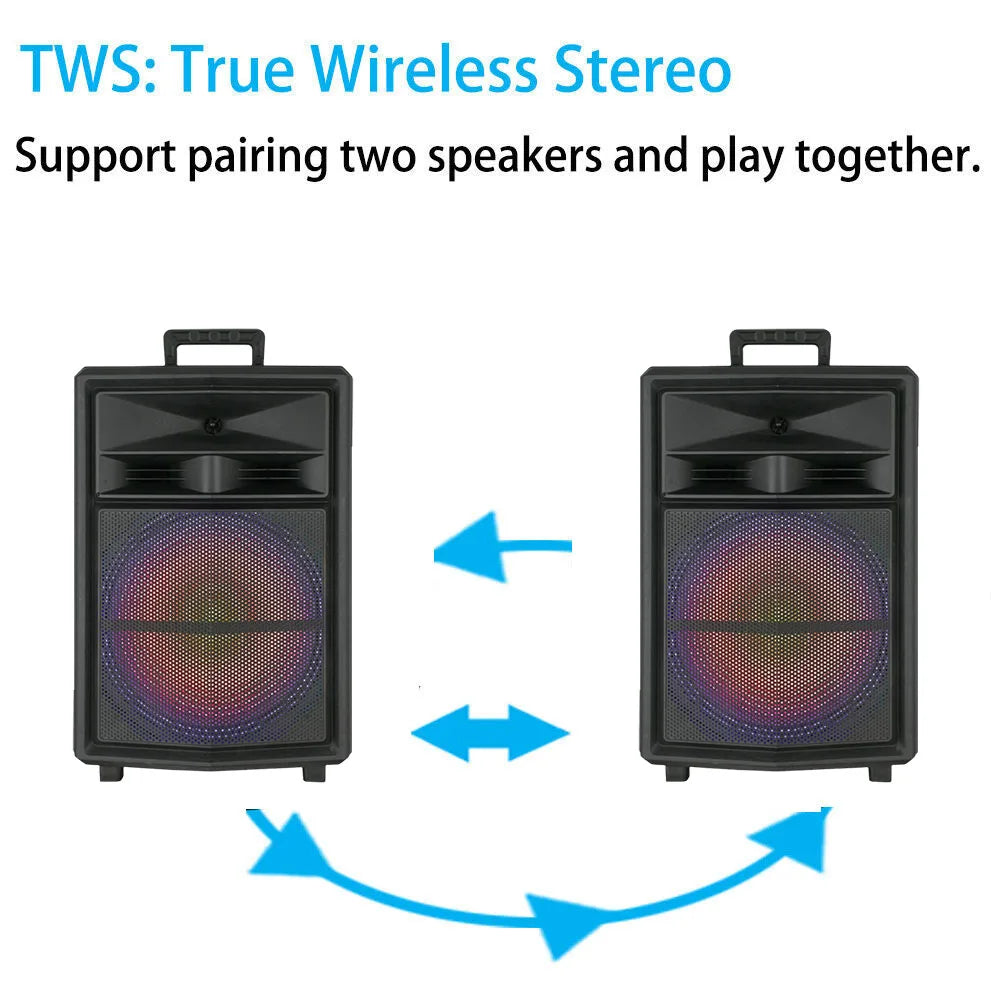 CURUK Portable Bluetooth Party Speaker With RGB Lights and Stand