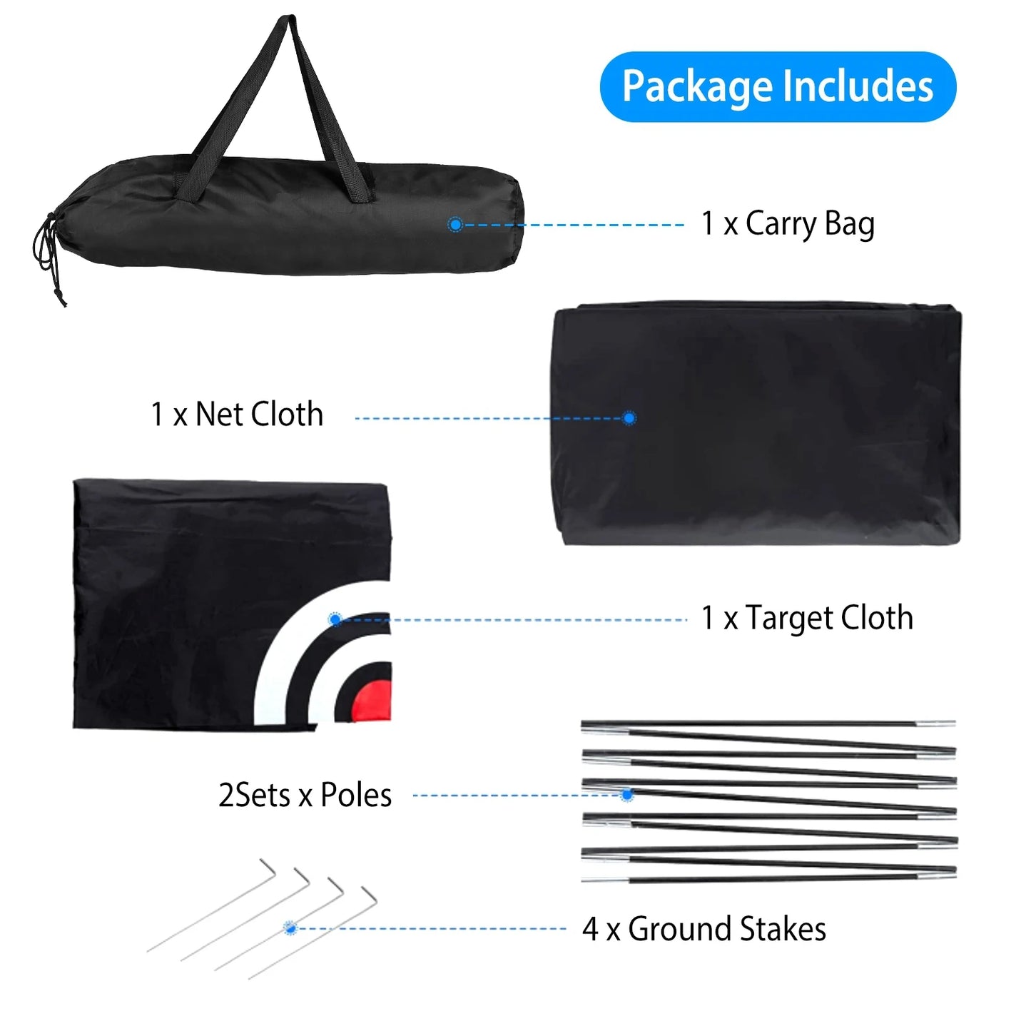 Golf Practice Net With Carry Bag For Backyard Driving Range Portable Heavy Duty Mesh Swing Trainer