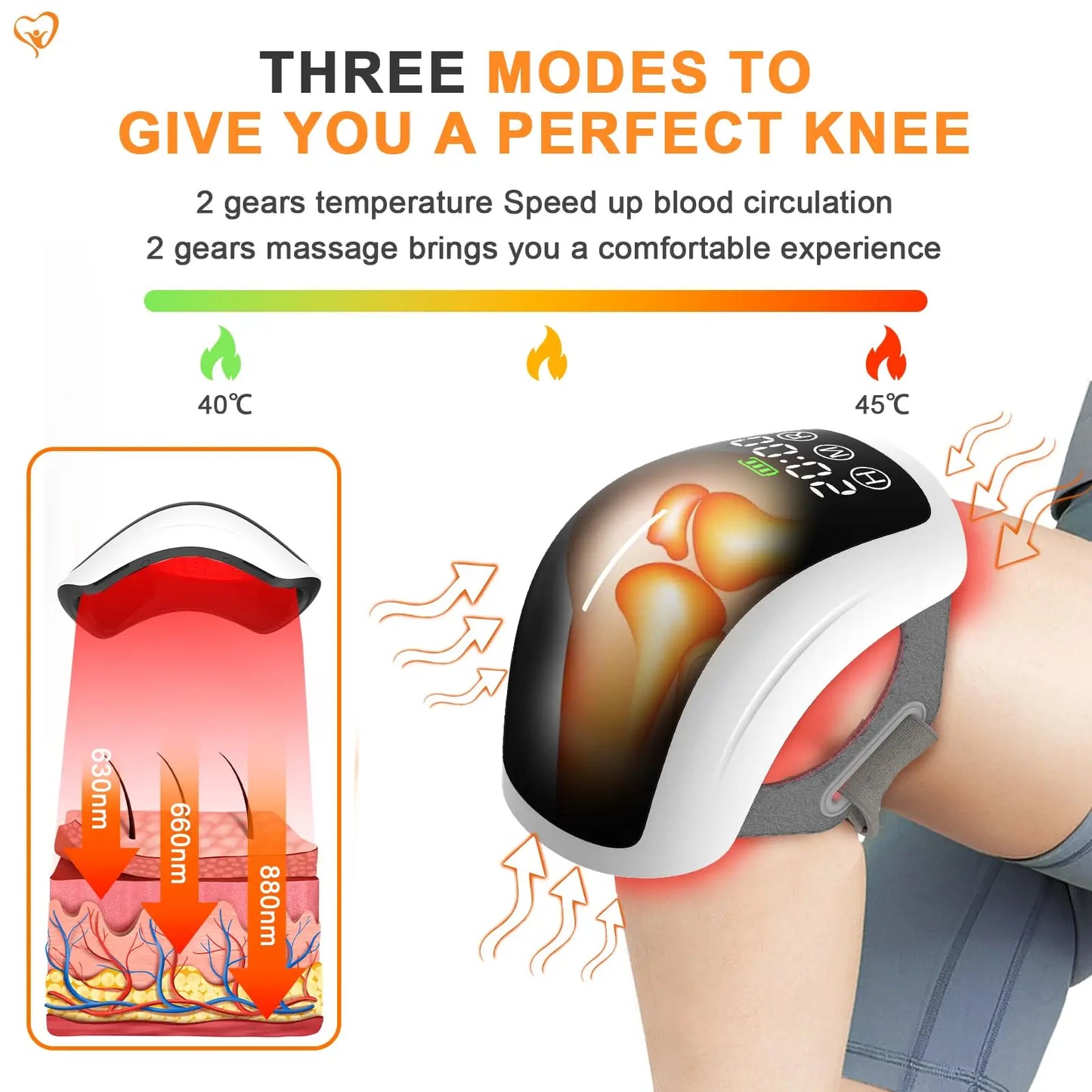 Jitesy Electric Heated Knee Massager With Red Light Therapy