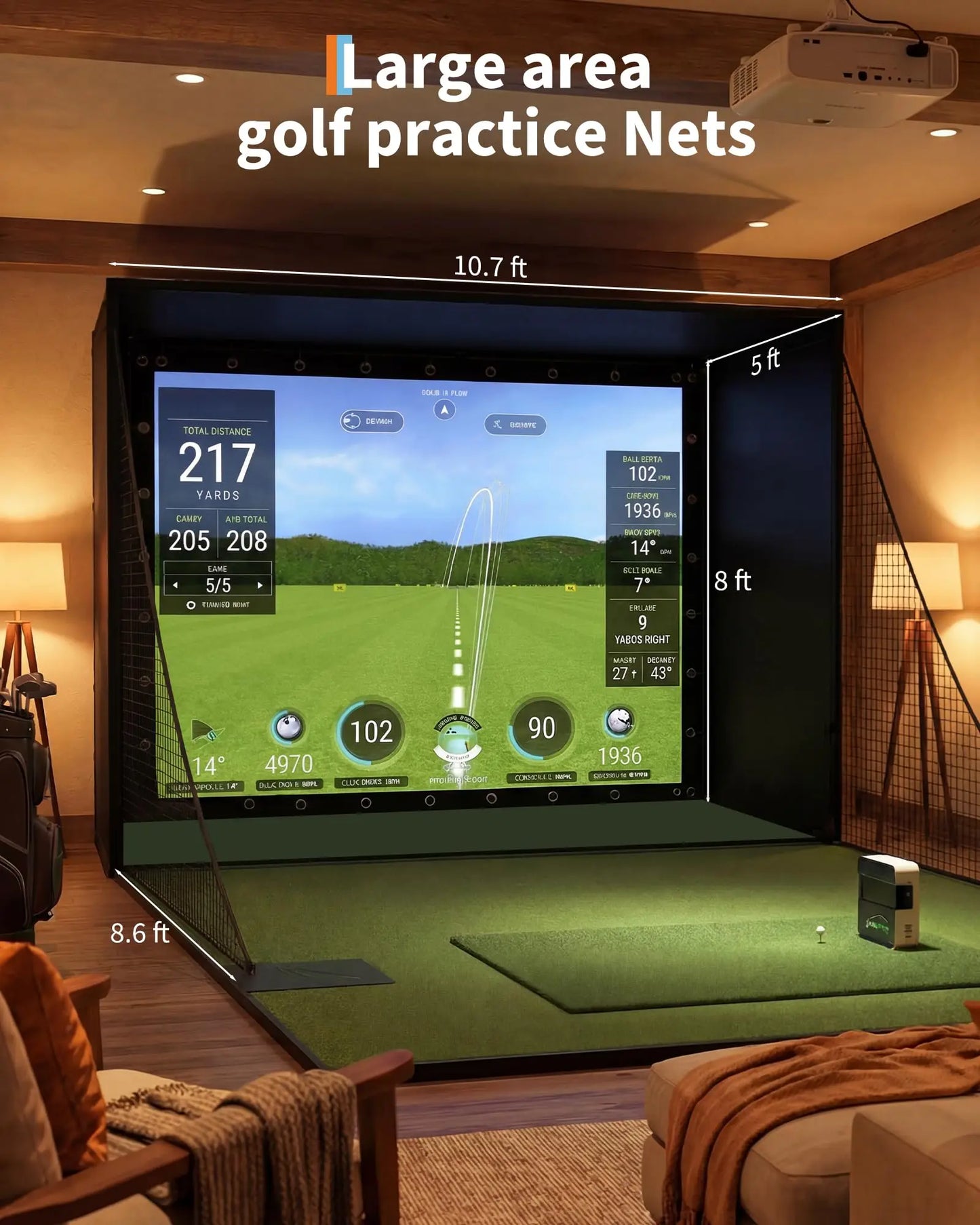 Golf Simulator Enclosure Package With Impact Screen Guard
