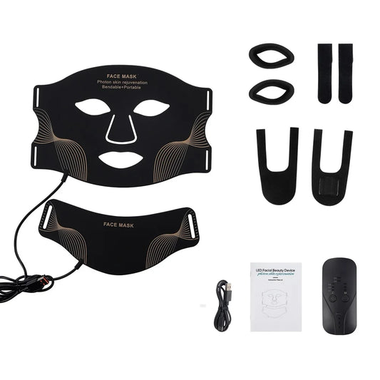 Iebilif Face Neck Silicone LED Mask Light Therapy Skin Rejuvenation