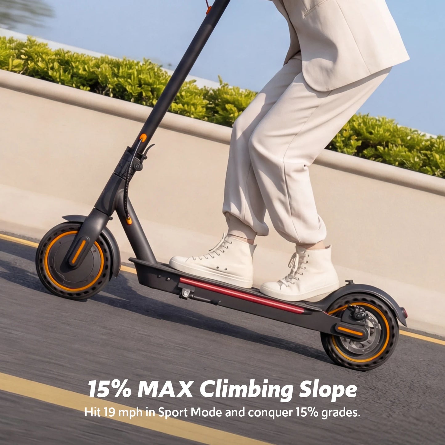 Osboo A11 Electric Scooter For Adults Foldable With Dual Suspension And Turn Signals 550W Up 22 MPH 10Inch Solid Tires