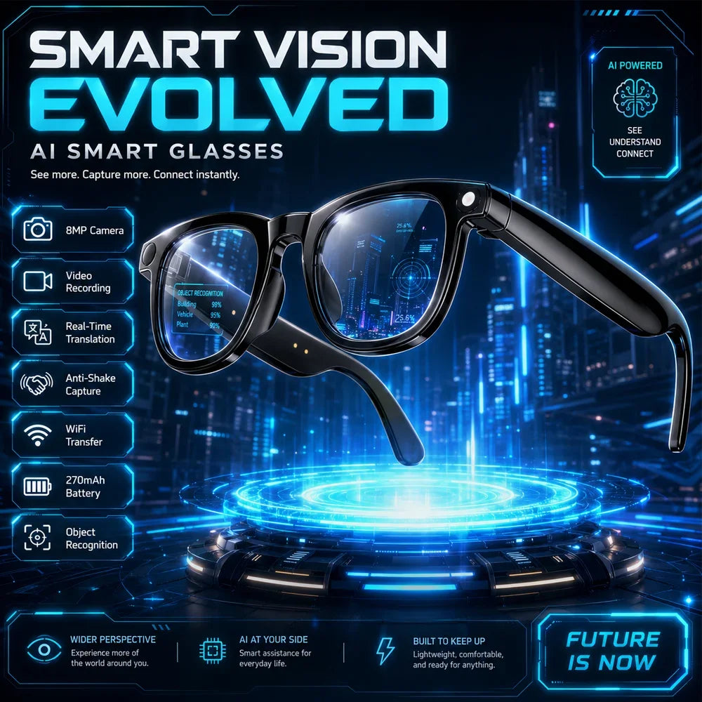 2026 New Al Smart Glasses 800W HD Camera Photo Video Recording Translation Al Image Recognition Al Conversation Smart Glasses