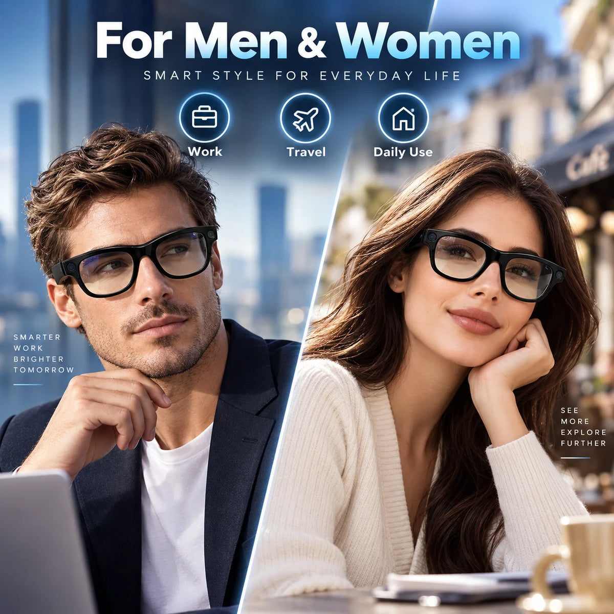 AI Smart Glasses With HD Camera Translation And Charging Case