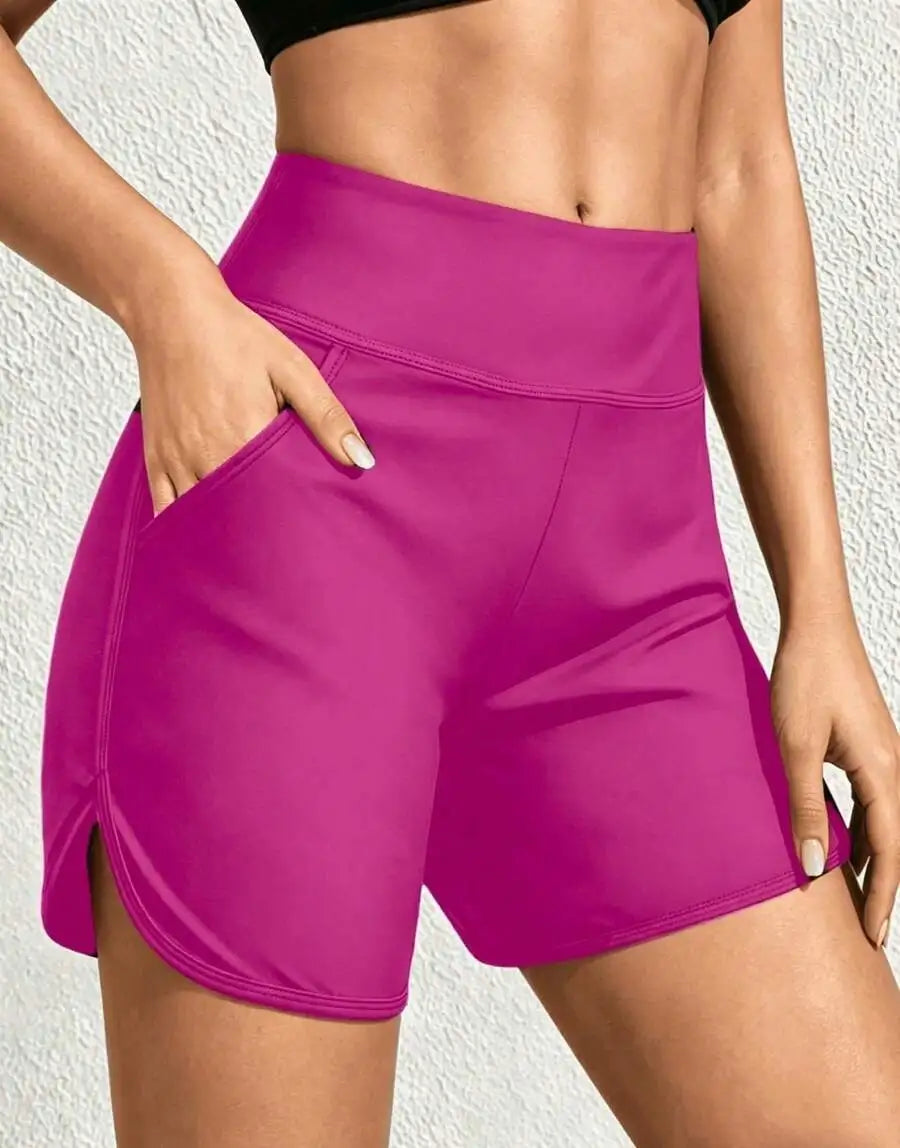 Womens Quick Dry High Waisted 5 Inch Swim Board Shorts With Liner And Pockets All Day Comfort