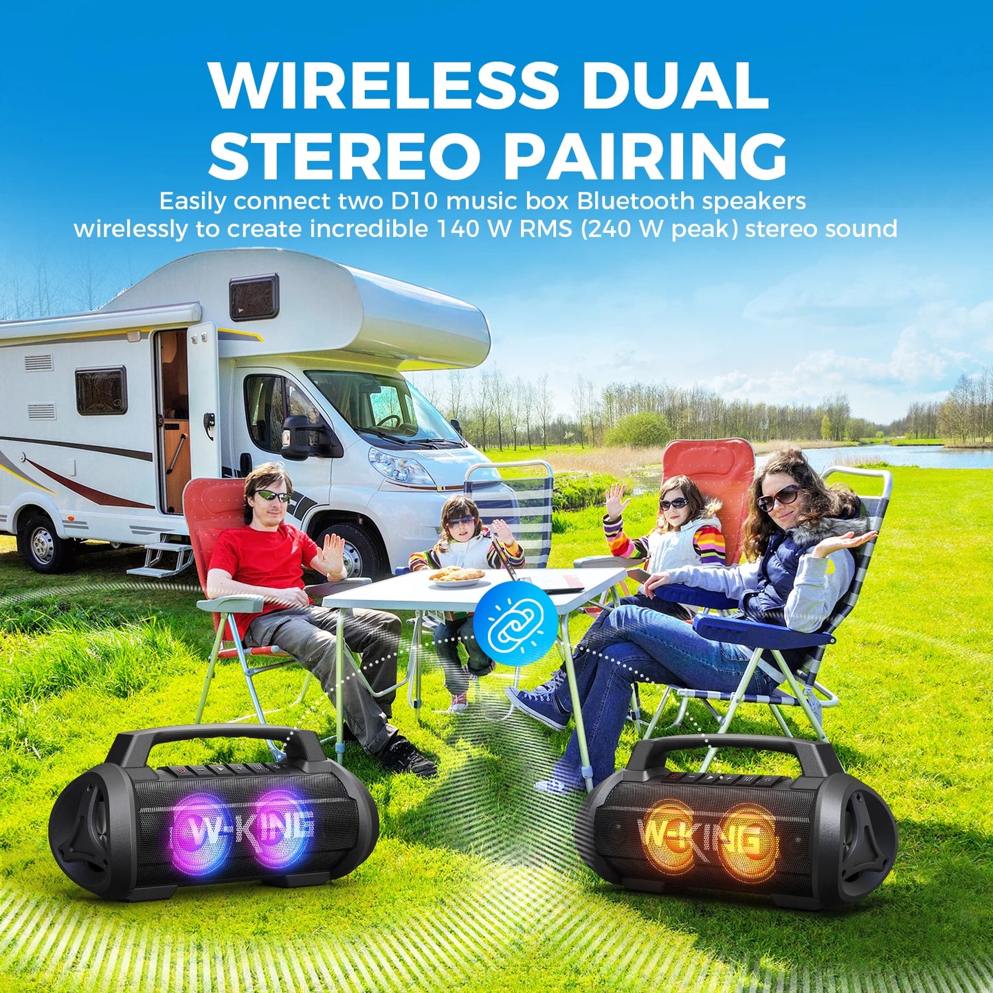 W-King D10MIC 70W RMS Bluetooth Portable Speaker IPX6 Waterproof