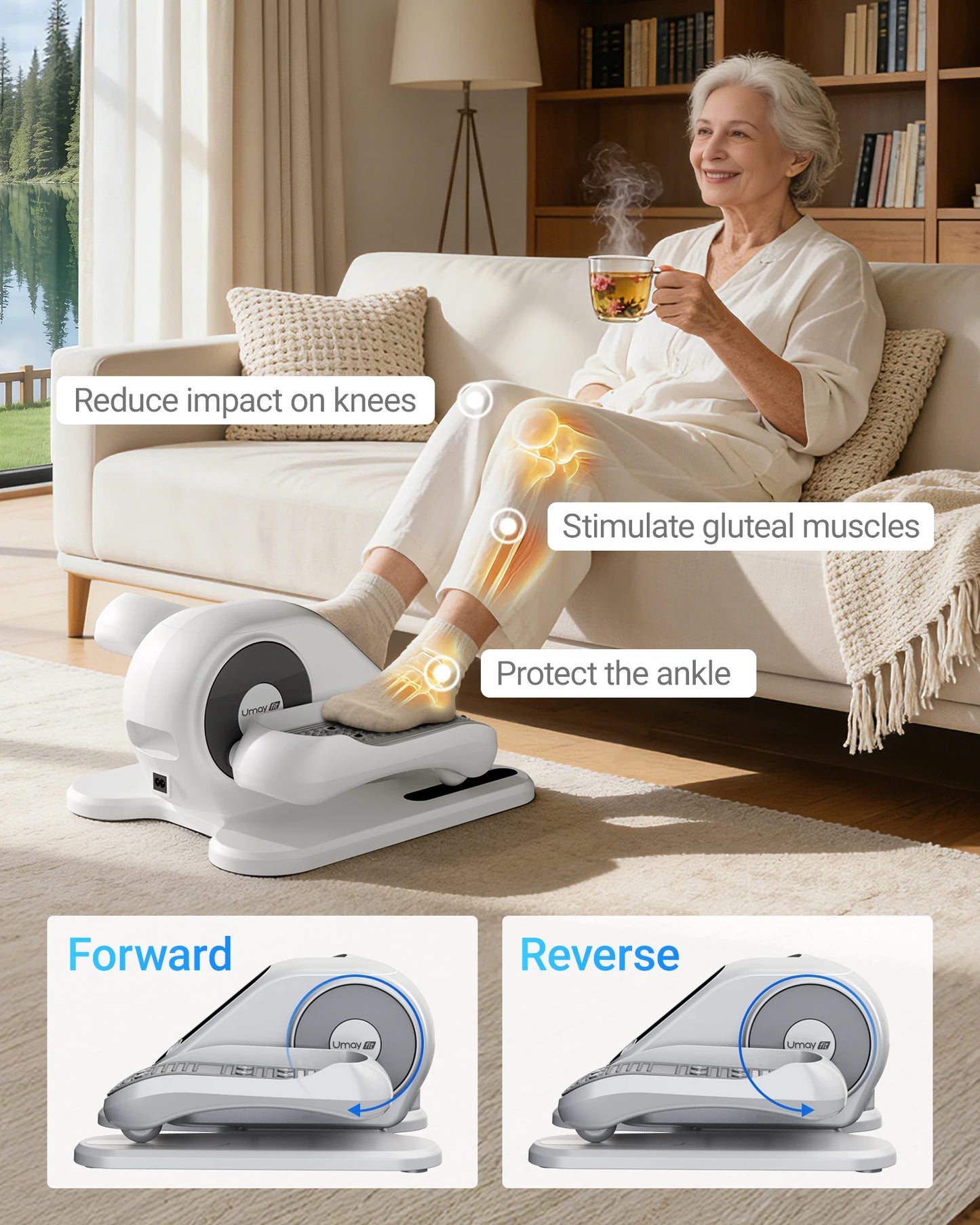 Umay Compact Under Desk Electric Elliptical Leg Exerciser