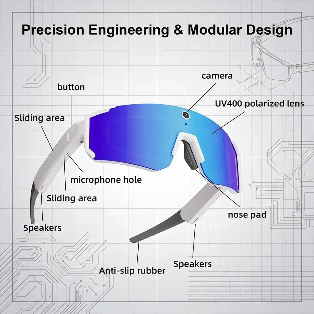 Road Cycling Smart Sunglasses With Camera 8MP Polarized Lenses AI Translation