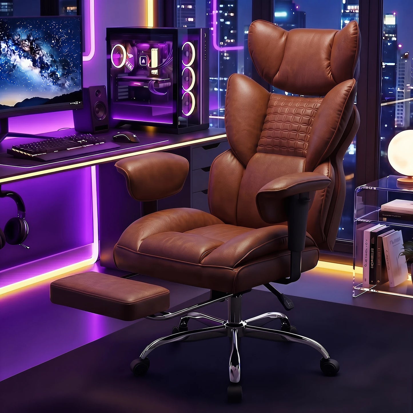 JHK Ergonomic Adjustable Armrests Gaming Chair PU Leather Office Chair