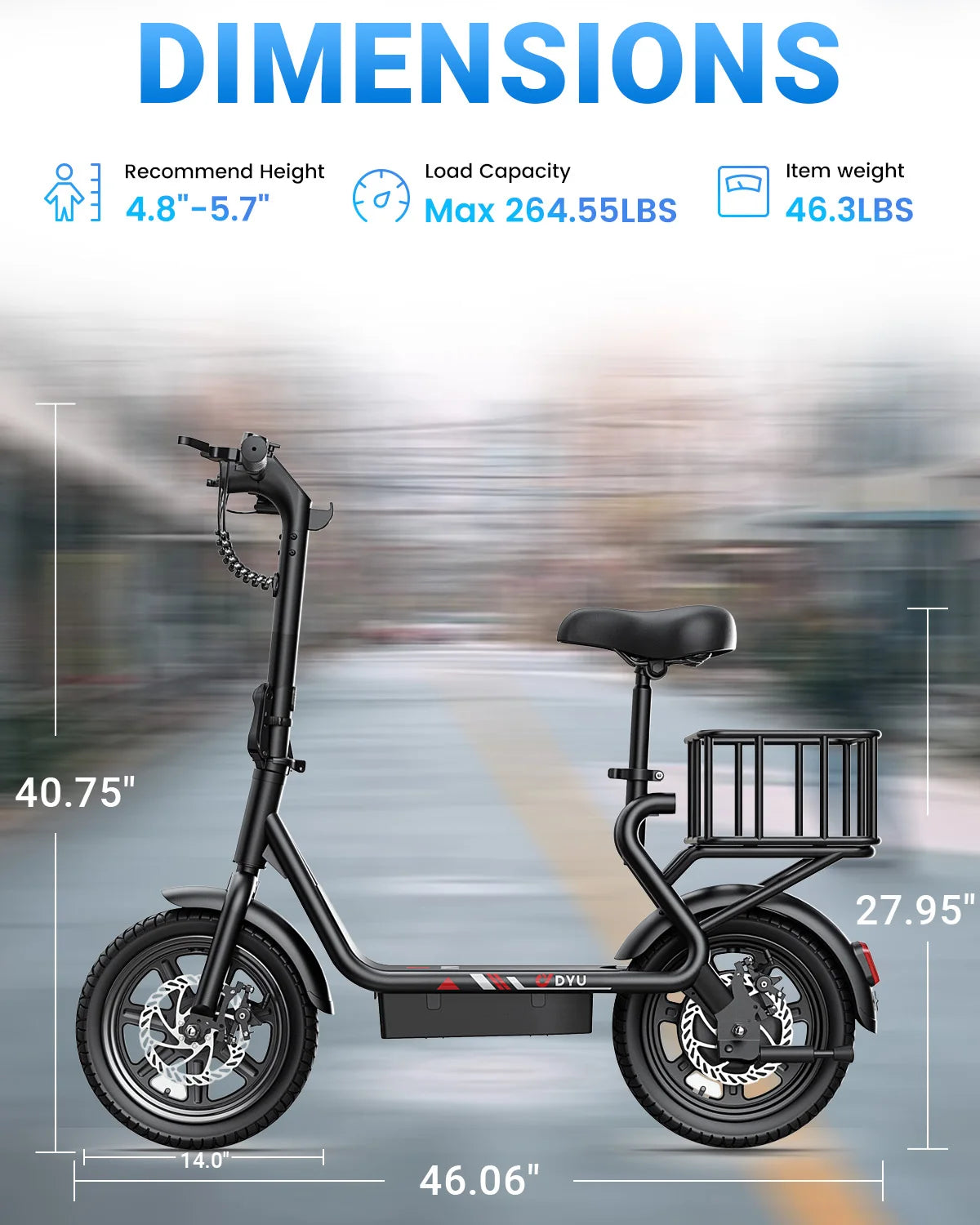 DYU C4 Mini Folding Electric Scooter 500W Peak 20MPH Battery 280Wh City Commuter Bike