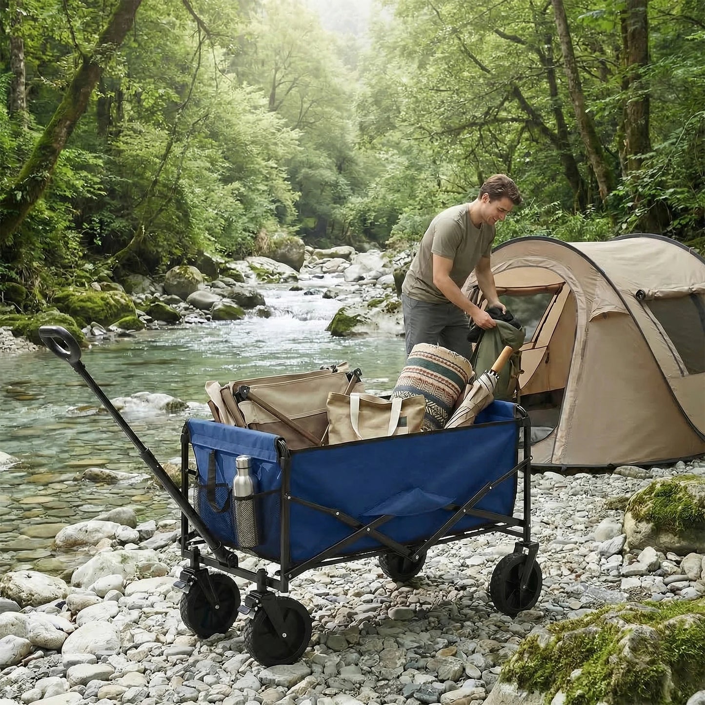 JHK Heavy Duty Collapsible Wagon Cart With 330 Lb Capacity