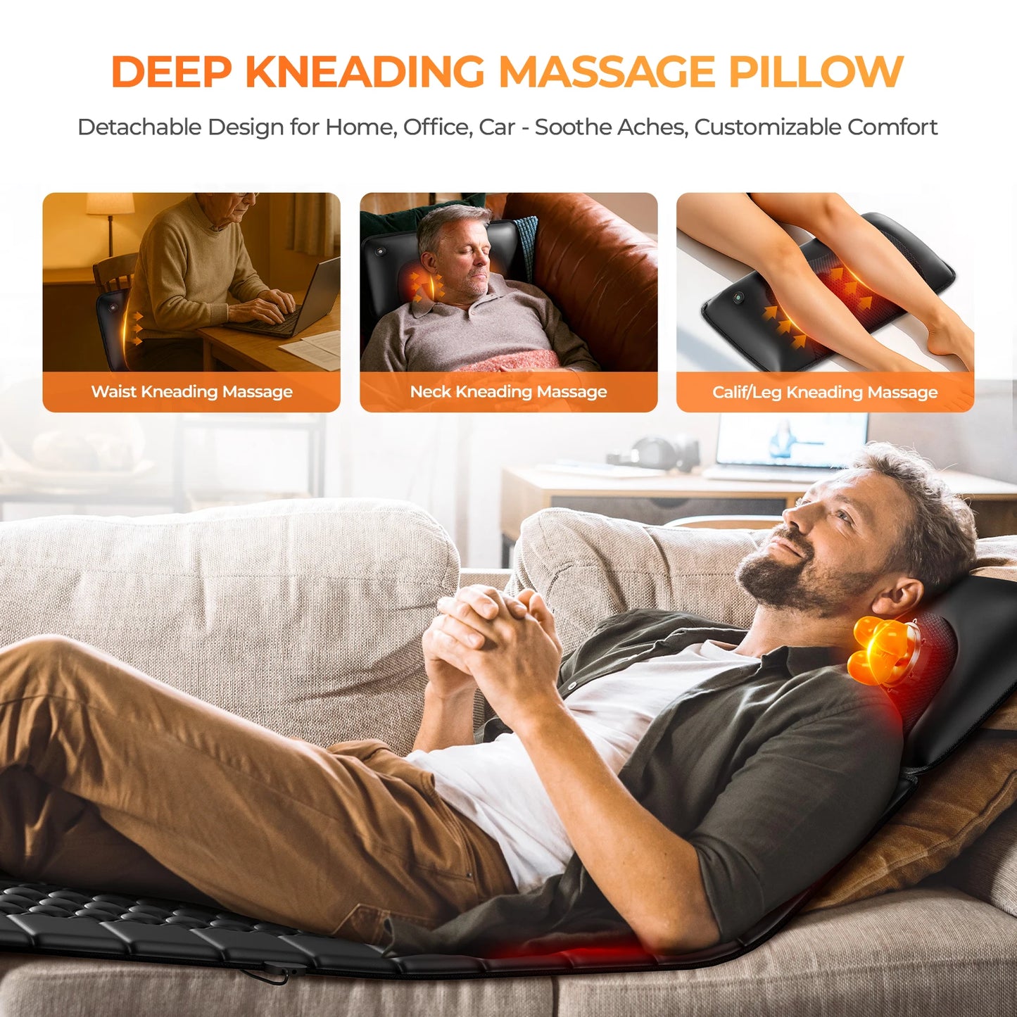 HIMOUTA Shiatsu Full Body Massage Mat With Heat Ten Motors