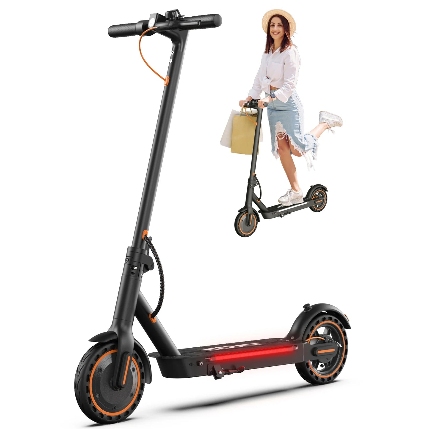Osboo A11 Electric Scooter For Adults Foldable With Dual Suspension And Turn Signals 550W Up 22 MPH 10Inch Solid Tires