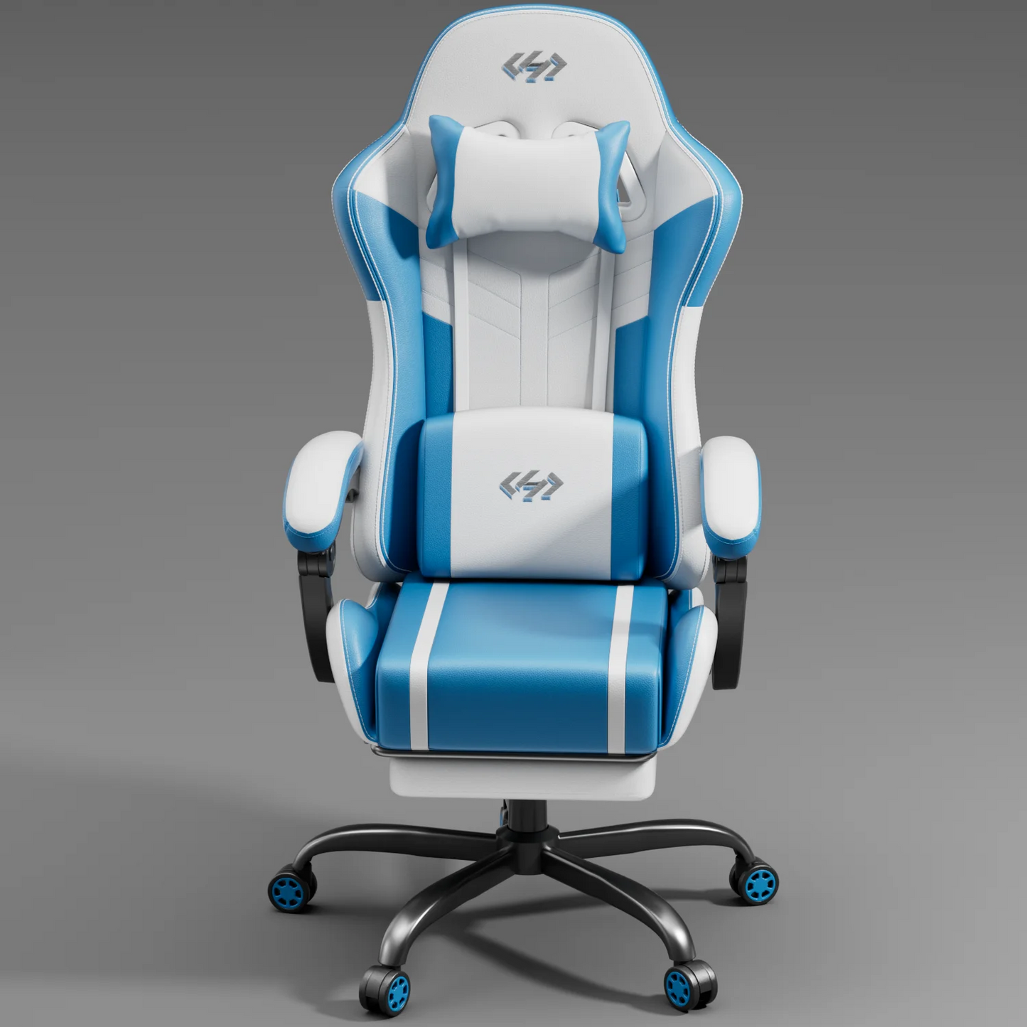 NEBMAAX Ergonomic Gaming Chair With Massage Footrest PU Leather