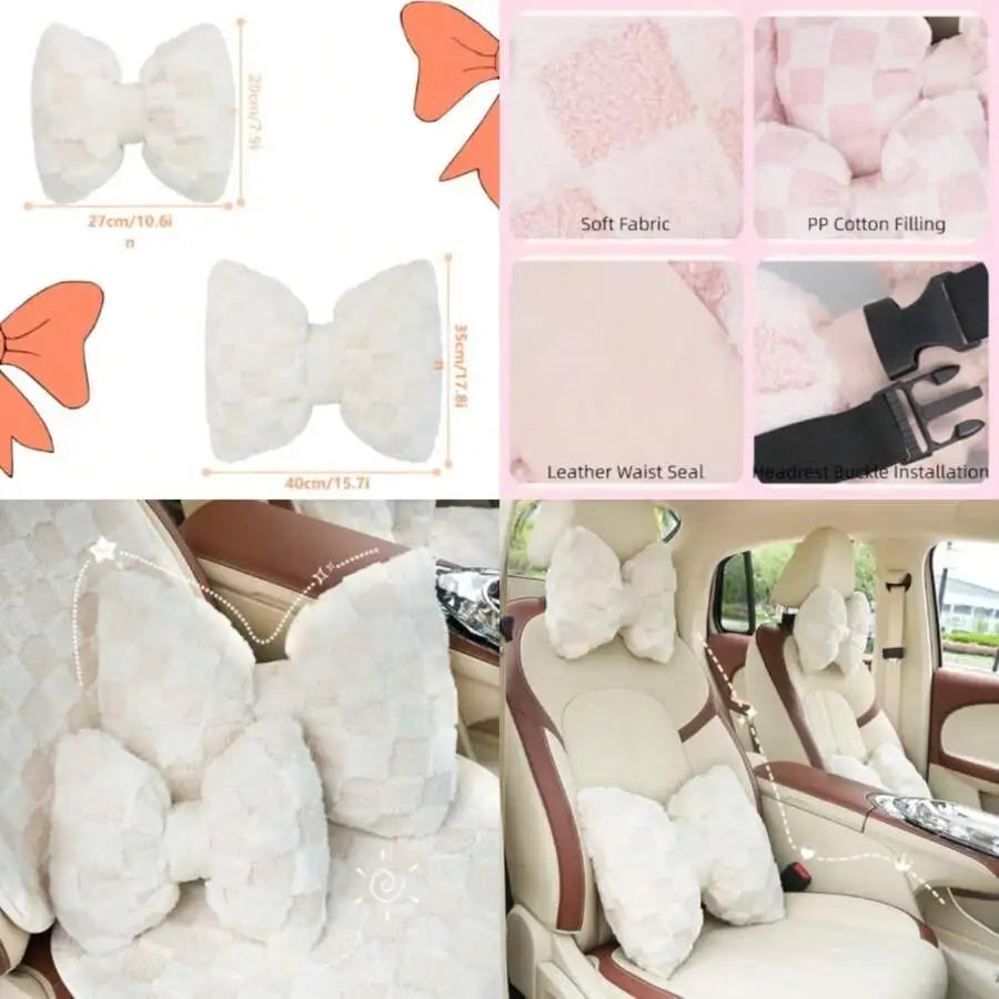 4 Pack Car Neck Pillow And Lumbar Support Cushion Bundle