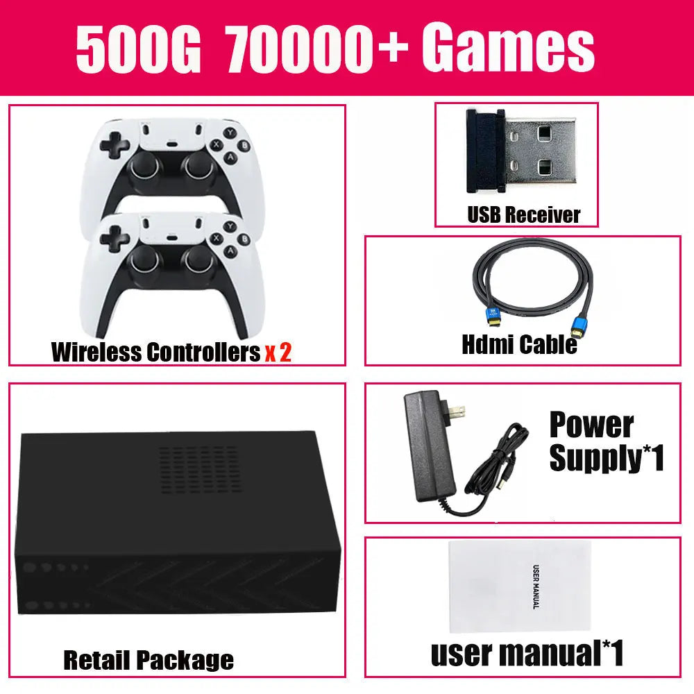 Retro Gaming Console With Preinstalled Emulators And Wireless Controller