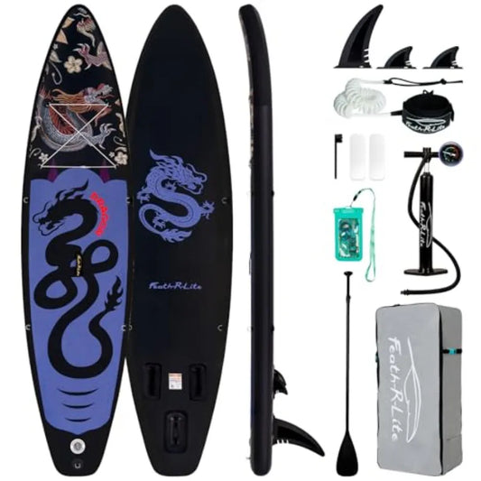 Inflatable Stand Up Paddle Board SUP Ultra Wide Stable Design For Outdoor Water Sports PVC Drop Stitch Blue Gray