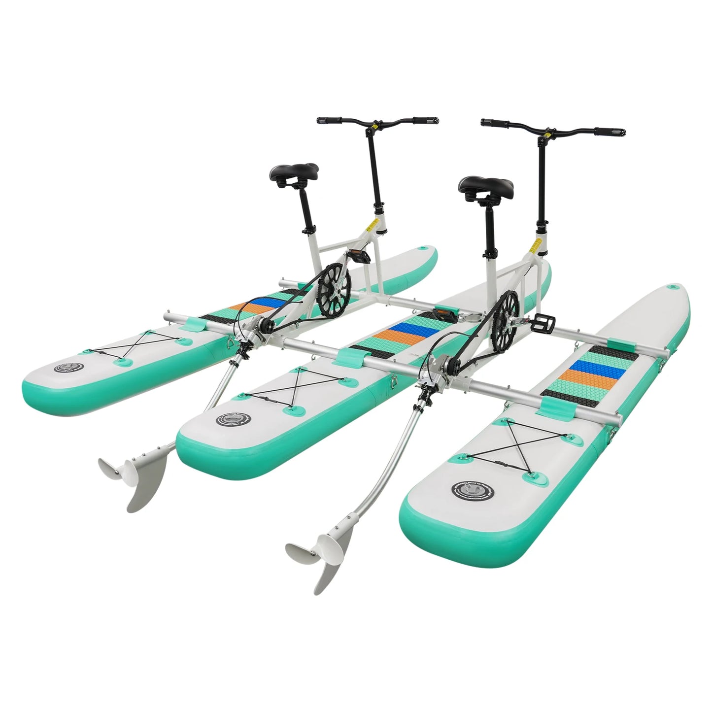 Pedal Water Bike for Two People With Aluminum Frame Human Powered Inflatable Pedal Boat for Water Parks and Rentals
