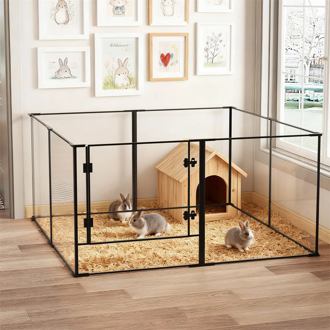 BINGOPAW 8 Panels Acrylic Dog Playpen Whelping Pen For Puppies Rabbits