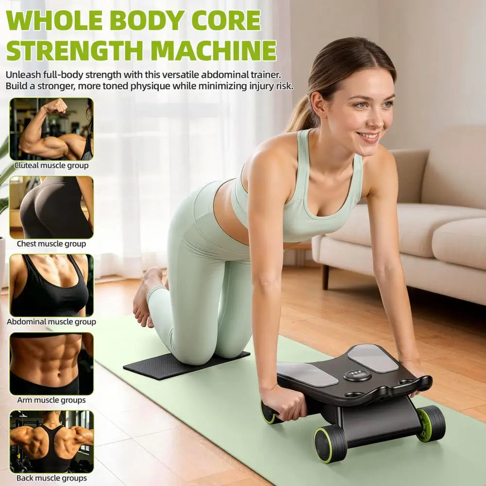 Four Wheel Abdominal Roller Trainer For Core Strength Exercise