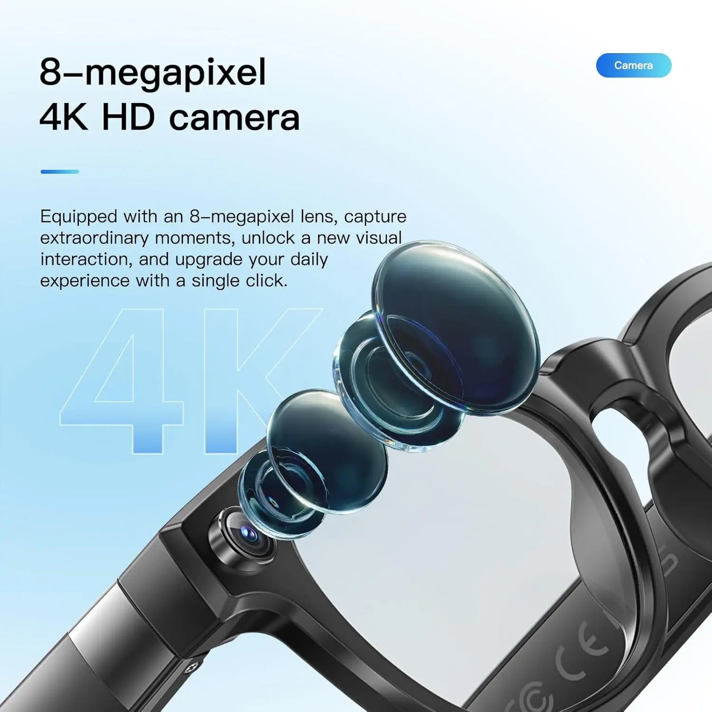 AI Smart Glasses With 8MP Camera ChatGPT Assistant Translation