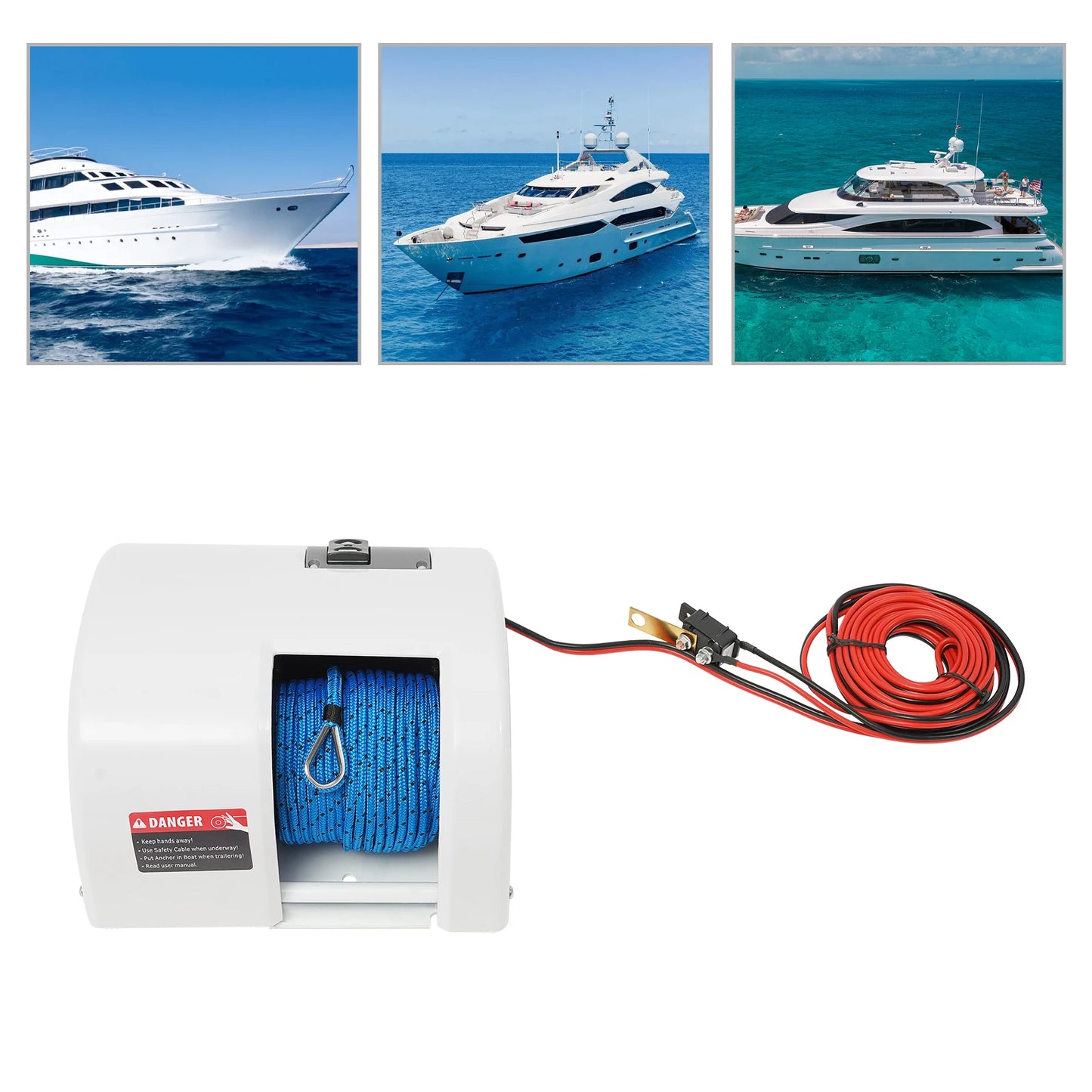 Electric Boat Anchor Winch 12V Windlass Kit With Remote Control