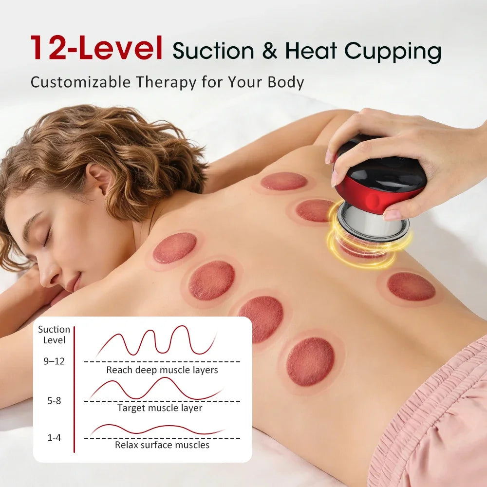Heated Cupping Massager With Gua Sha And Adjustable Suction