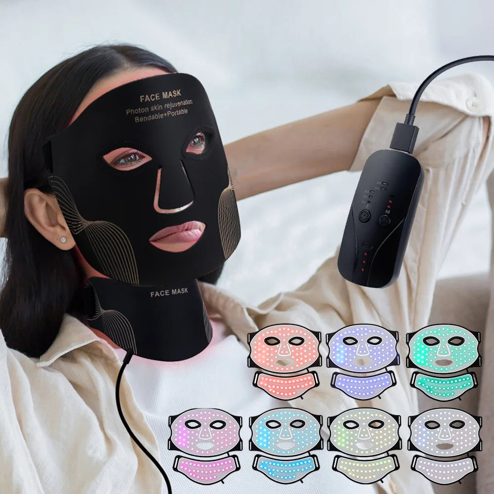 Iebilif Face Neck Silicone LED Mask Light Therapy Skin Rejuvenation