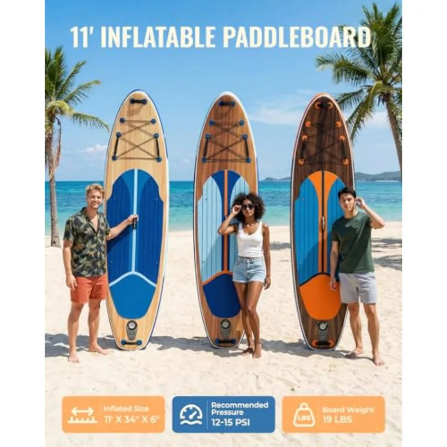 Inflatable Paddle Board For Family Fun Extra Wide Ultra Stable 2 To 3 People With Non Slip PVC Deck